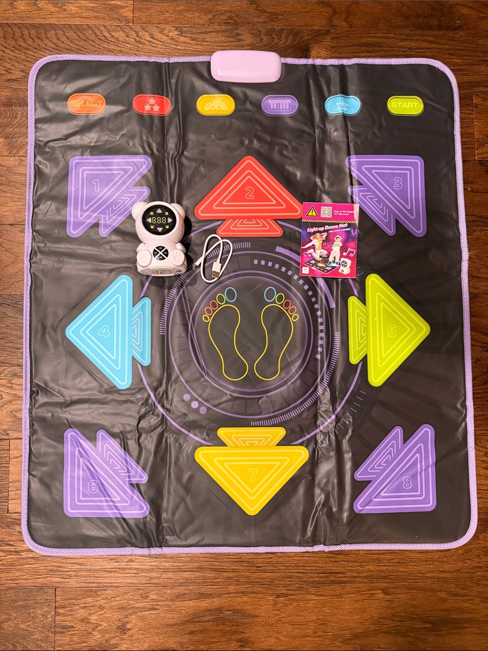 Electronic Kids Light Up Dance Mat with Purple, Yellow, Blue & Green Play